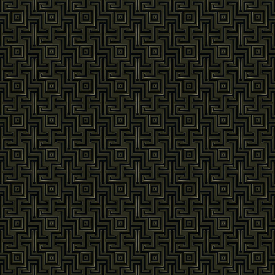 A dark metallic Greek key pattern on an anthracite ground. This elegant design offers geometric authority and intellectual rigour. Made to order.