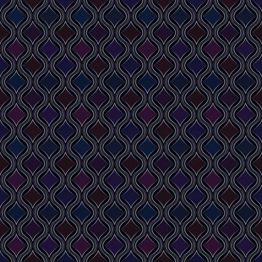 Hypnotic ogee lattice in obsidian, sapphire, amethyst, and garnet. A jewel box made architectural. Made to order.