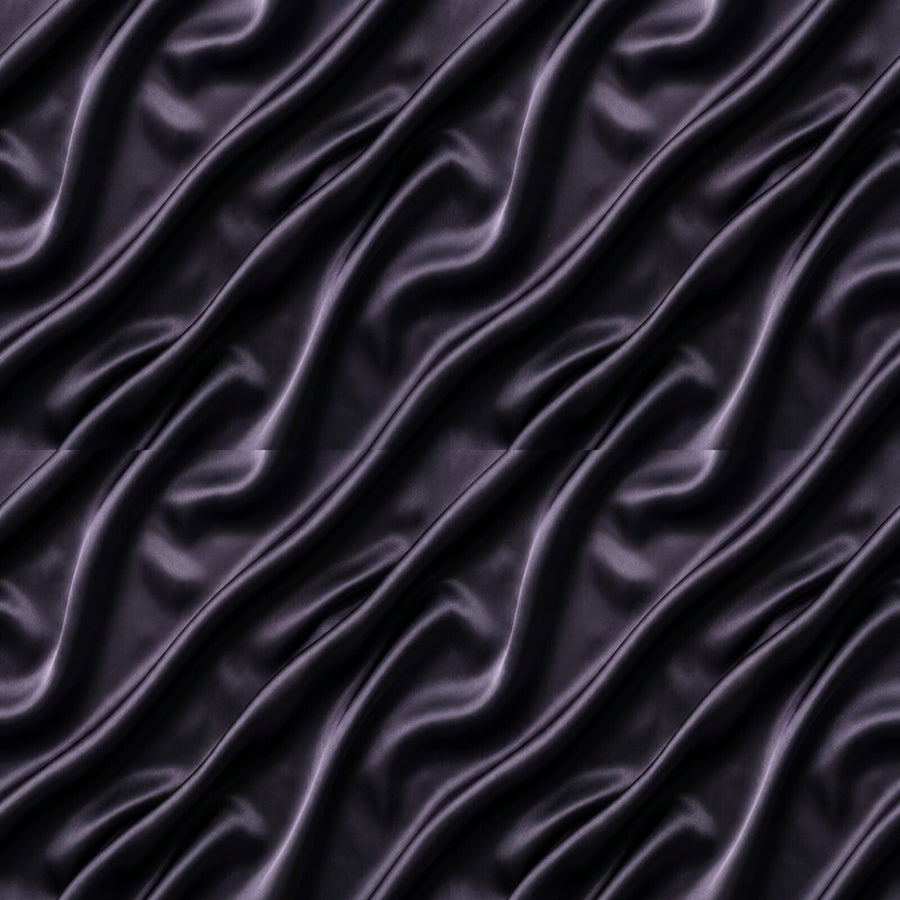 Experience the sensuous weight of heavy silk falling under gravity. Liquid luxury in deep violet-grey and near-black tones. Made to order.
