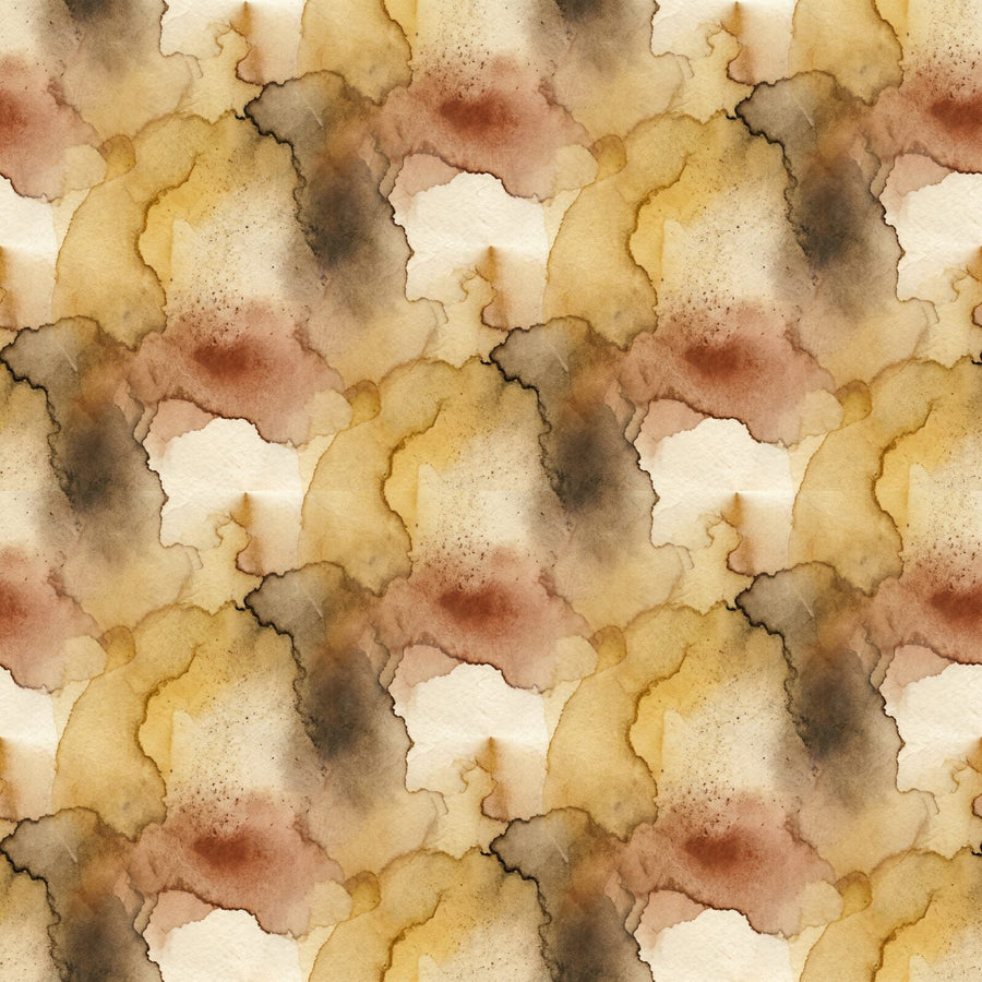 Immerse yourself in the geological warmth of ochre, sienna, and umber. Abstract earth-pigment washes. Made to order.