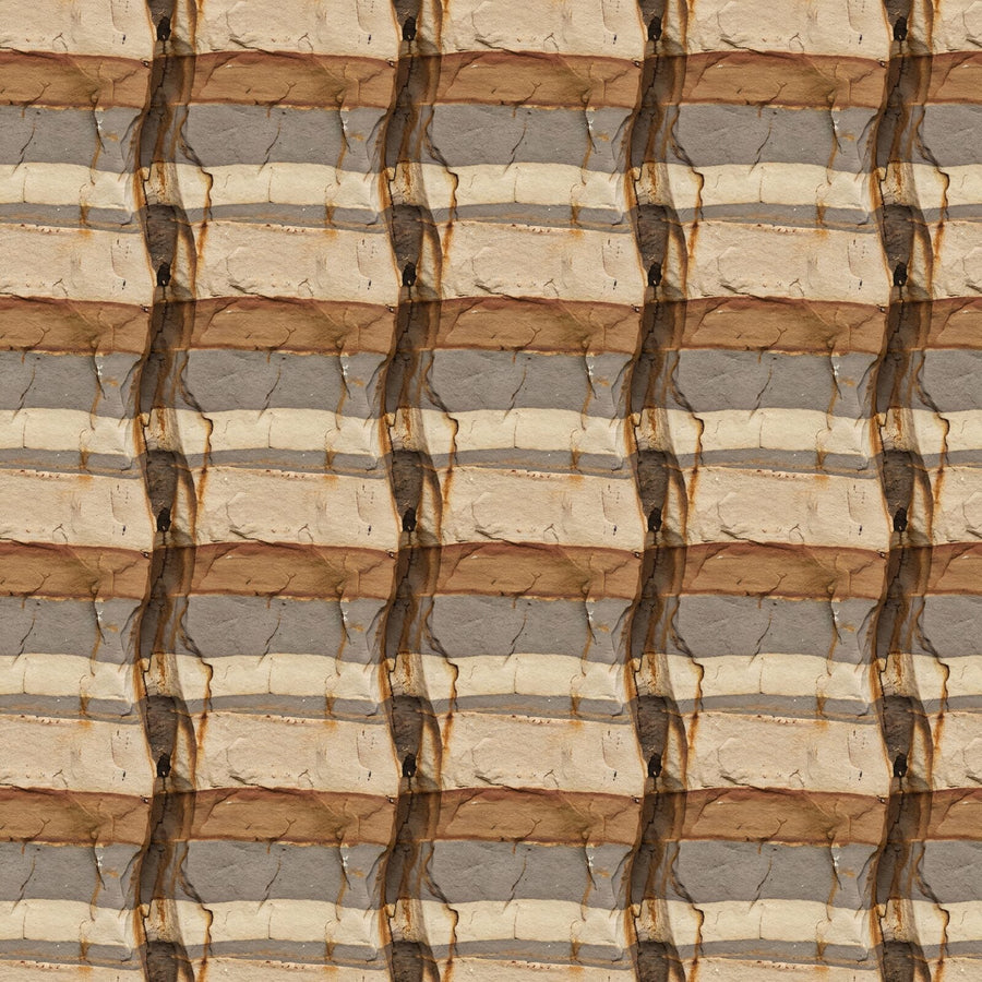 Explore ancient geological layers with our Erosion Pattern mural. Sandstone, iron, silt, and calcium hues. Made to order.