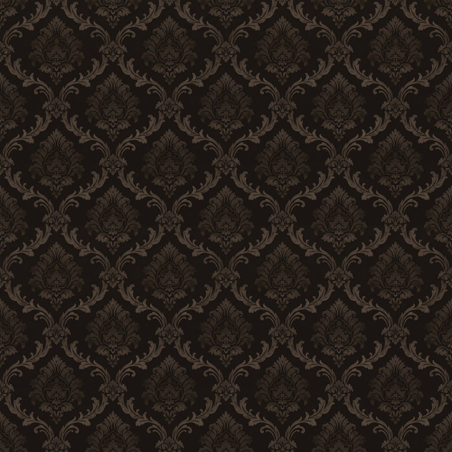 Immerse your space in the melancholic beauty of a Venetian palazzo with this dark crimson and tarnished silver damask pattern wallpaper. Made to order.
