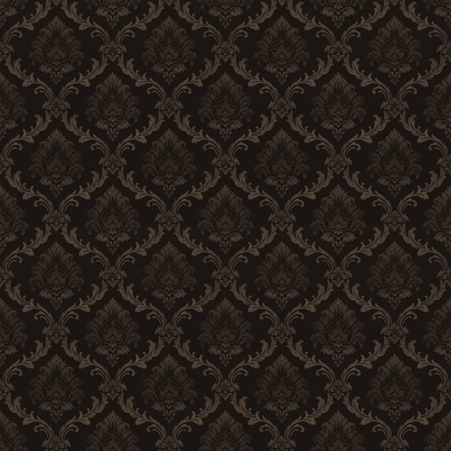 Immerse your space in the melancholic beauty of a Venetian palazzo with this dark crimson and tarnished silver damask pattern wallpaper. Made to order.