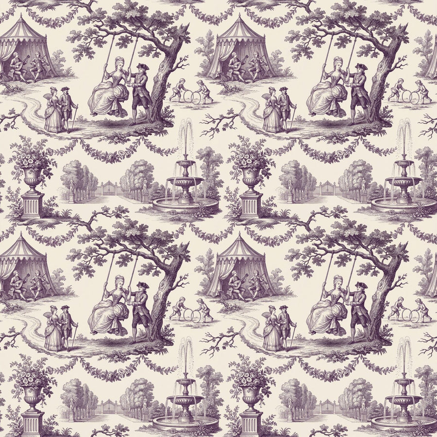 An elegant 18th-century garden fête in sophisticated violet and cream. Made to order.