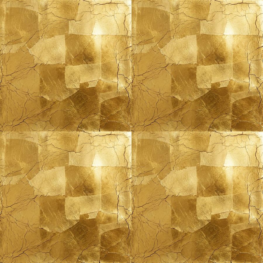 Heritage gold leaf mural wallpaper in Bole Red, 24K Gold, and Pale Gold. Made to order.