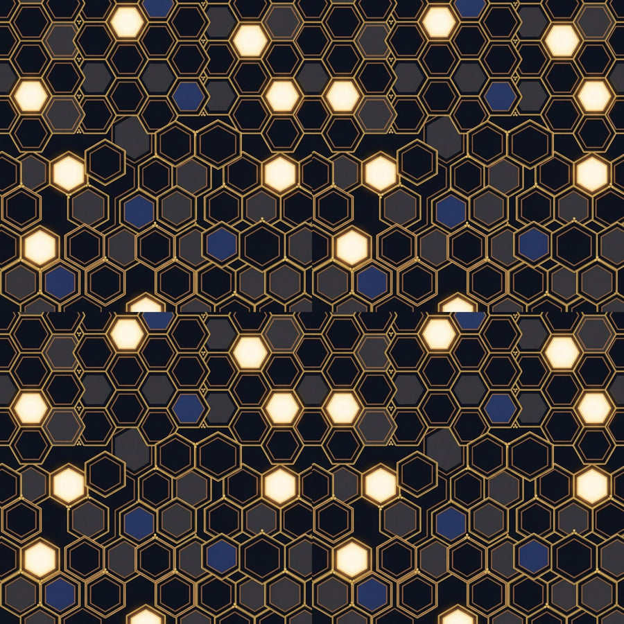Heritage pattern wallpaper with Harlem Night, Brass Section, and Ivory Keys palette. Made to order.