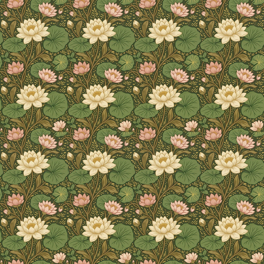 Immerse yourself in the gentle flow of Morris's Lea design. Warm sage and cream palette. Made to order.