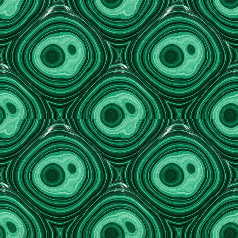 Geological luxury wallpaper with Deep Malachite, Bright Malachite, and Gold Inlay. Made to order.