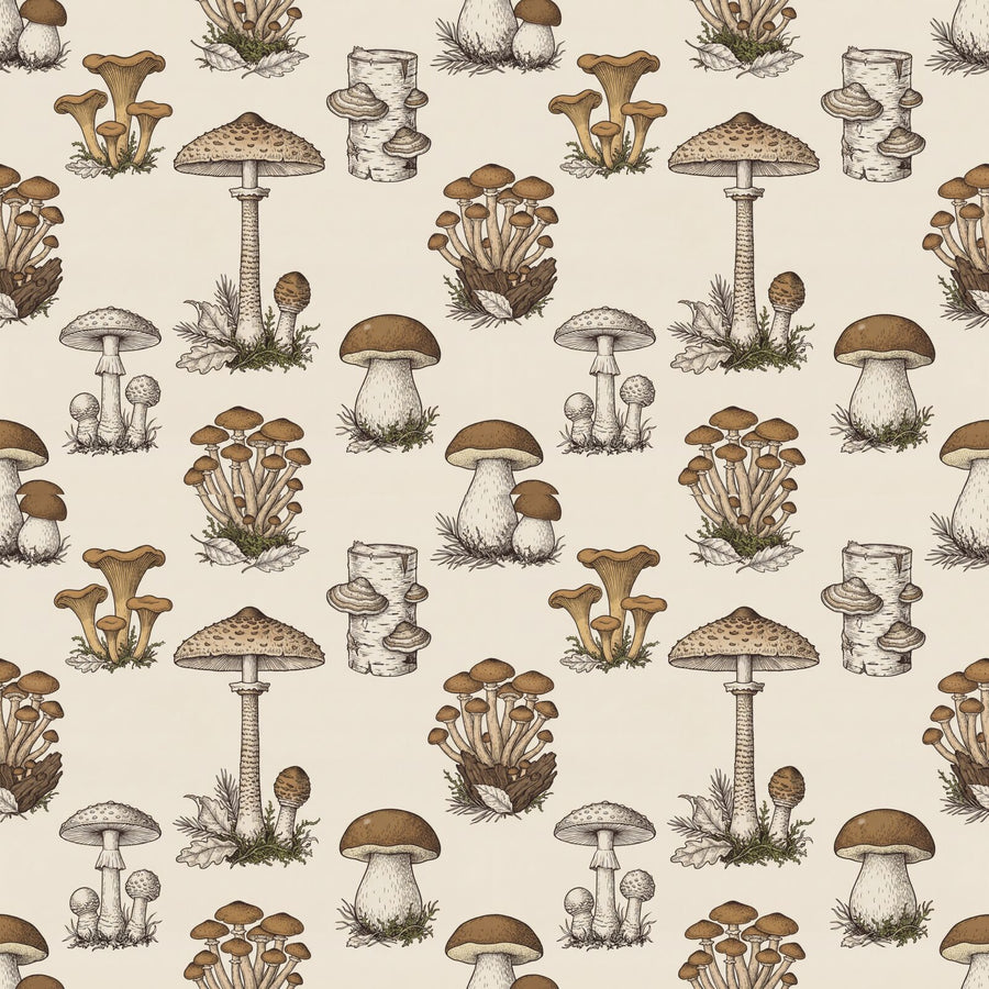 Discover the quiet beauty of a mycological study in fine line. A warm, autumnal palette. Made to order.
