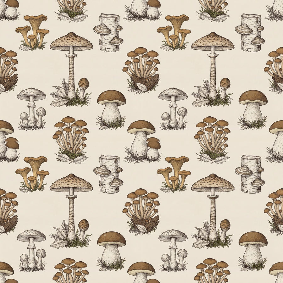 Discover the quiet beauty of a mycological study in fine line. A warm, autumnal palette. Made to order.