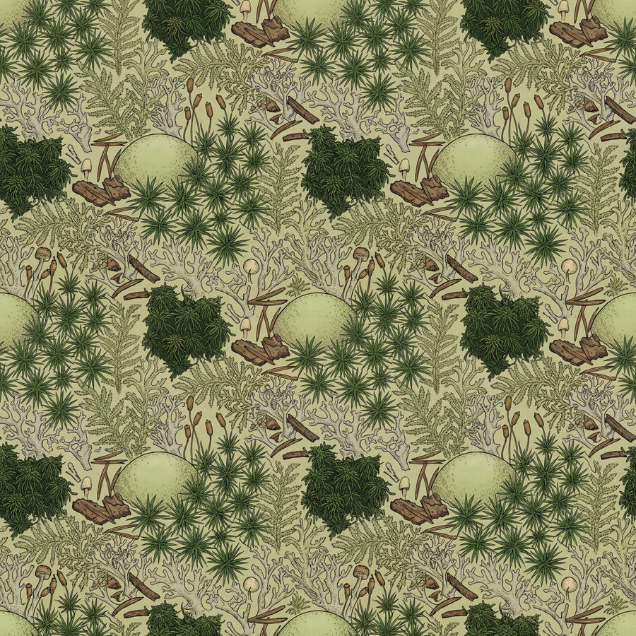 Immerse yourself in the verdant world of the forest floor. A rich palette of greens & earthen tones brings this intricate mossscape to life. Made to order.