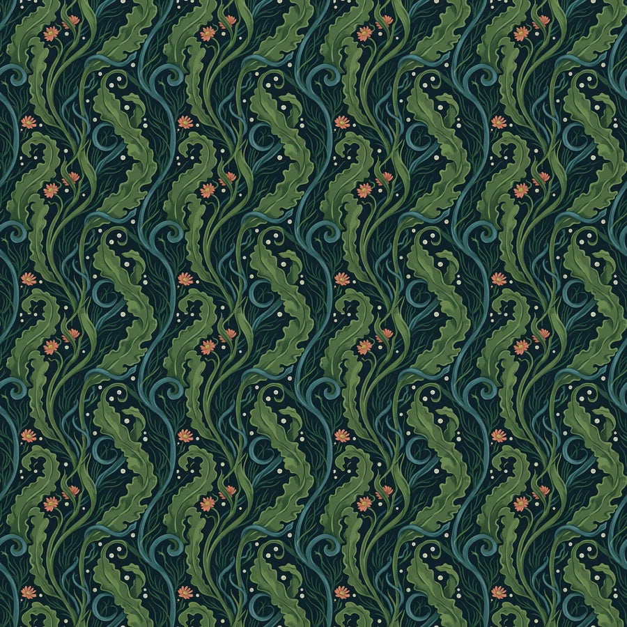 Immerse yourself in the hypnotic calm of 'Seaweed Flow'. Deep oceanic blues, greens, and golds. Made to order.