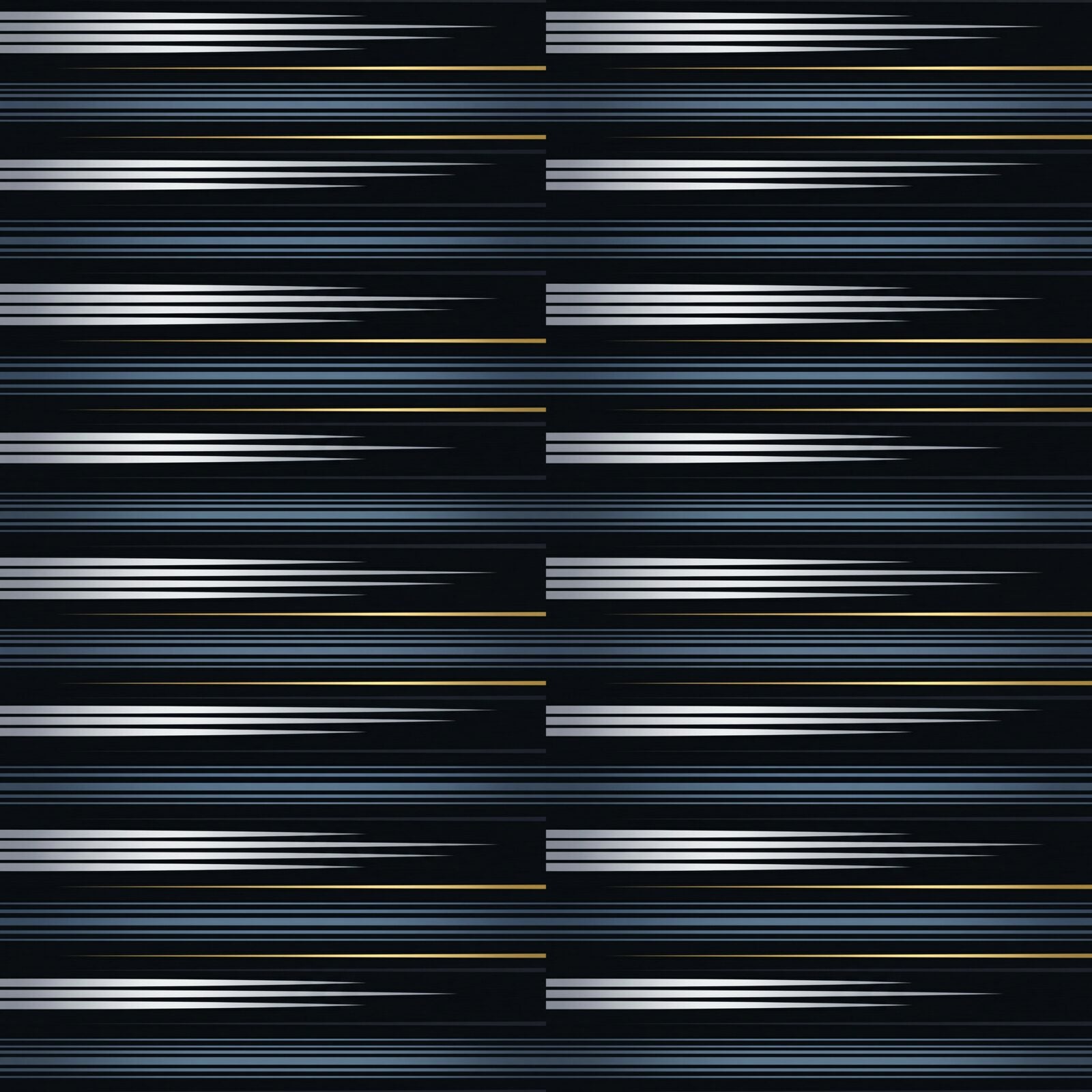 Streamlined velocity mural with black, silver, gold, and blue palette. Made to order.