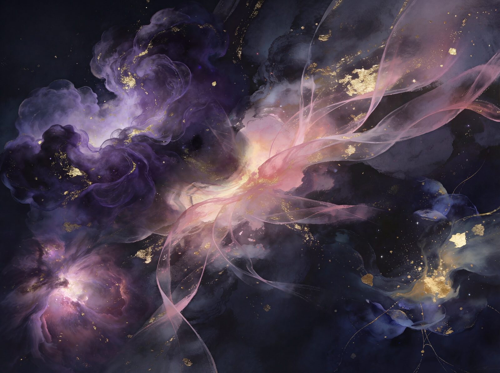 Immerse yourself in Abstract Cosmos, a celestial dream of indigo, violet, and gold. Made to order for your space.