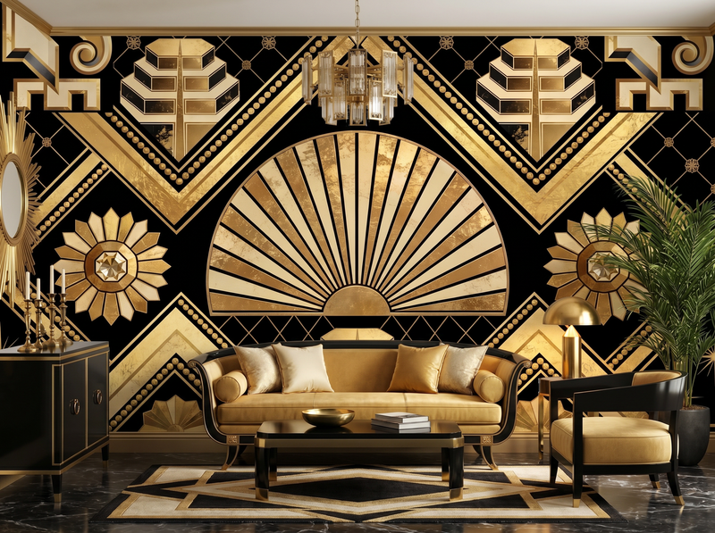 Jazz Age Gold — Scenic Mural Wallpaper
