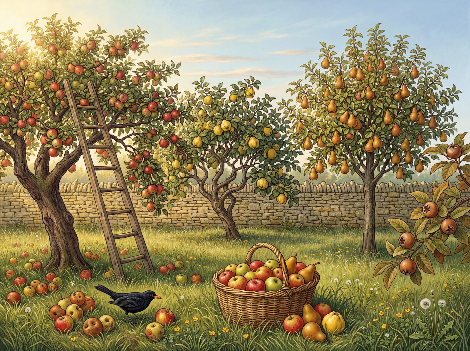 Scenic mural wallpaper featuring an English garden palette. Made to order.