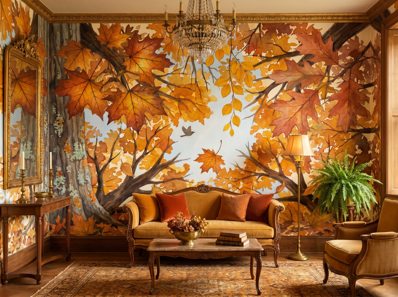 Autumn Canopy Overhead — Scenic Mural Wallpaper
