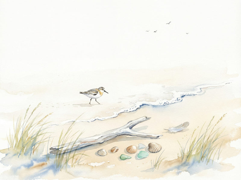 Norfolk Shore at Low Tide — Scenic Mural Wallpaper