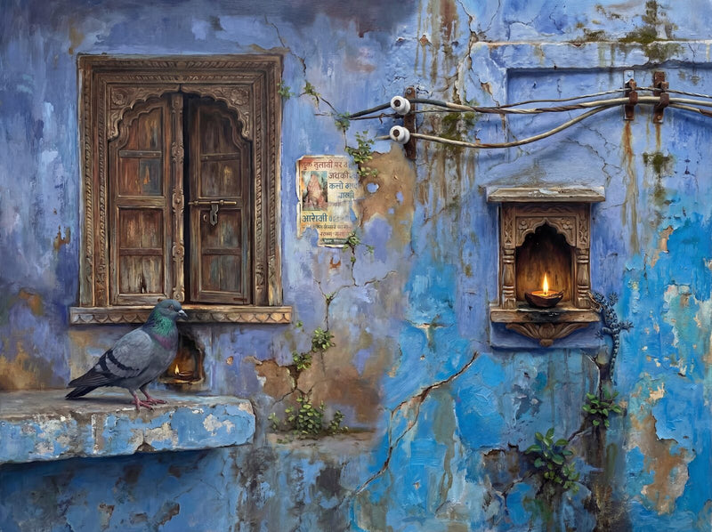 Blue City Wall — Mural Wallpaper