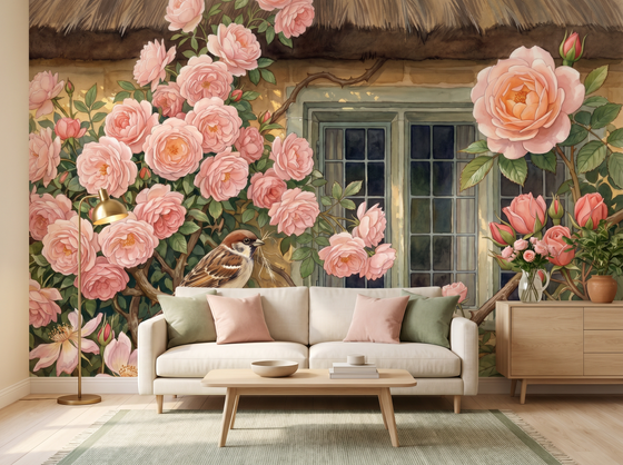 Blush Cascade — Mural Wallpaper