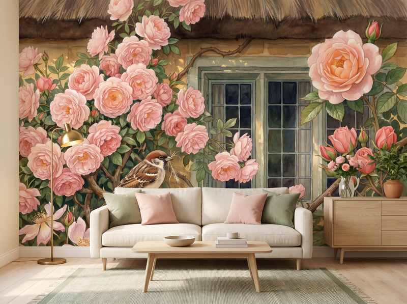 Blush Cascade — Mural Wallpaper