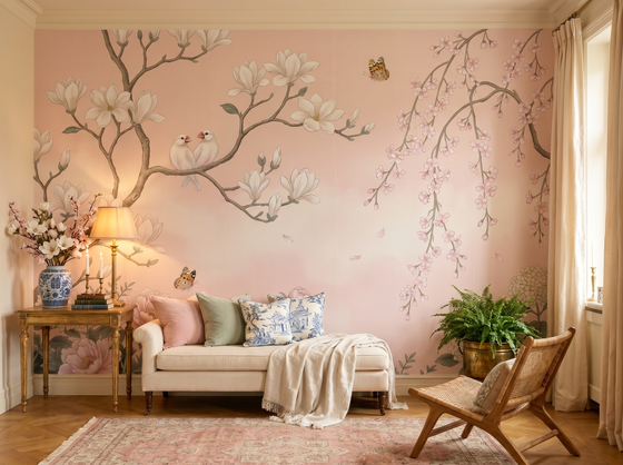 Blush Chinoiserie — Mural Wallpaper