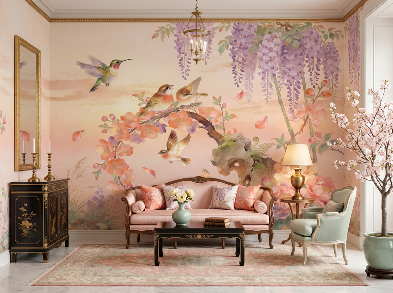 Blush Dawn — Scenic Mural Wallpaper