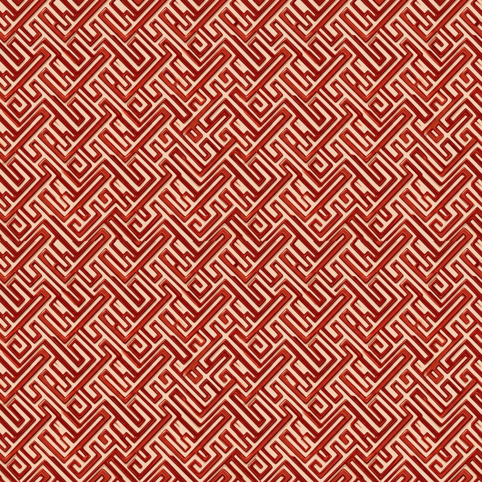 Hypnotic Chinoiserie repeat pattern in Vermilion, Lacquer Black, and Gold Accent. Made to order.