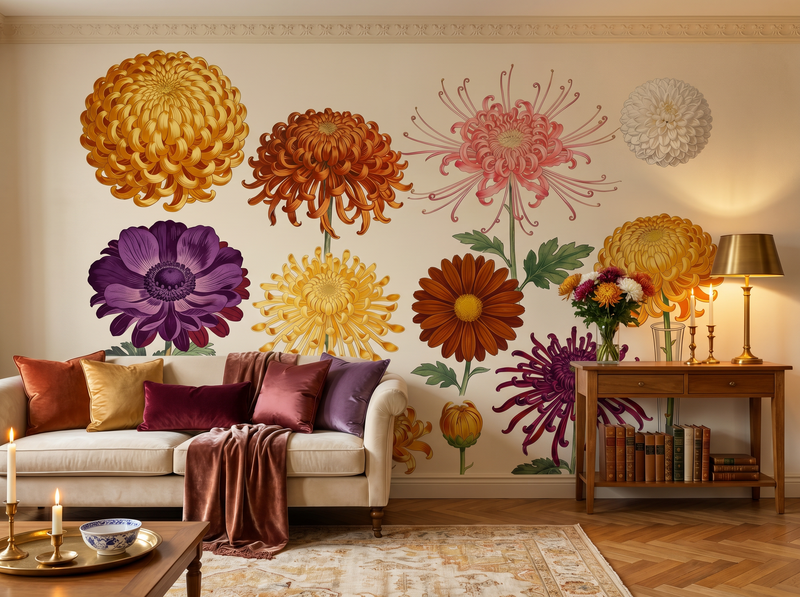 Chrysanthemum Varieties — Mural Wallpaper