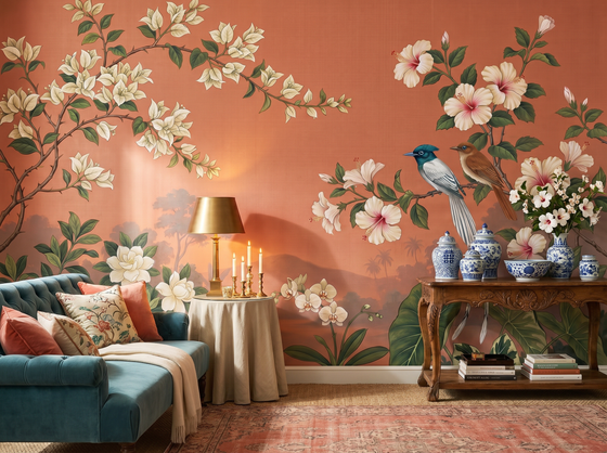 Coral Chinoiserie — Mural Wallpaper
