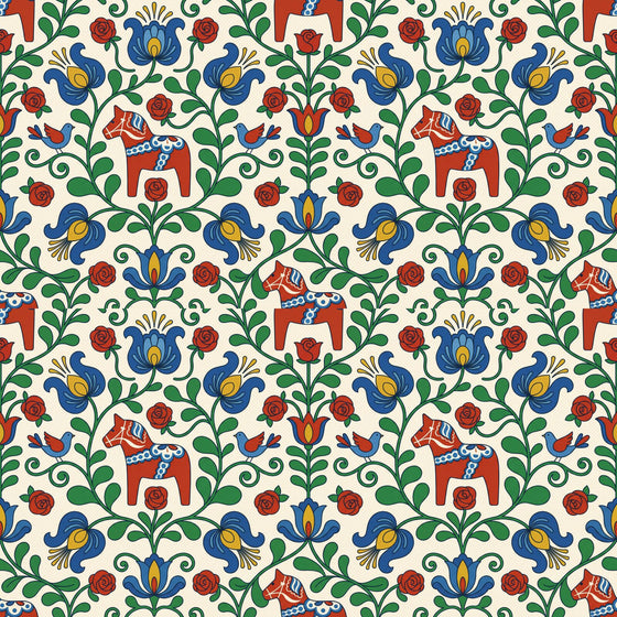 Dala Horse Garden — Mural Wallpaper