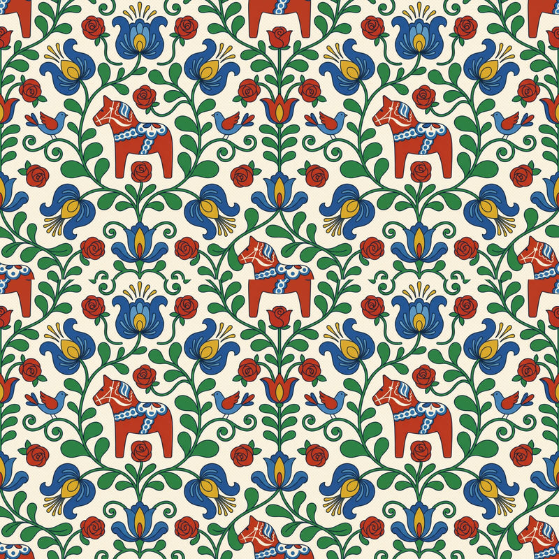 Dala Horse Garden — Mural Wallpaper