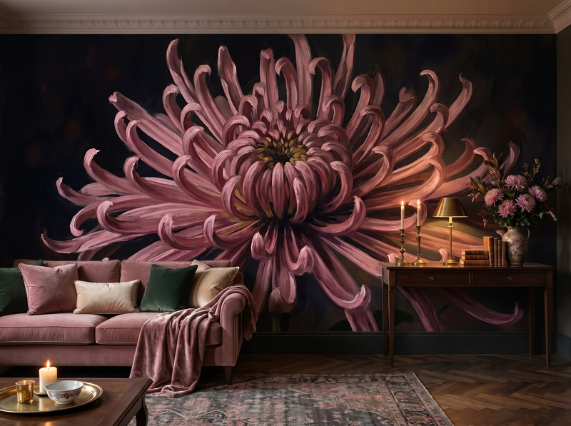 Dark Chrysanthemum — Mural Wallpaper