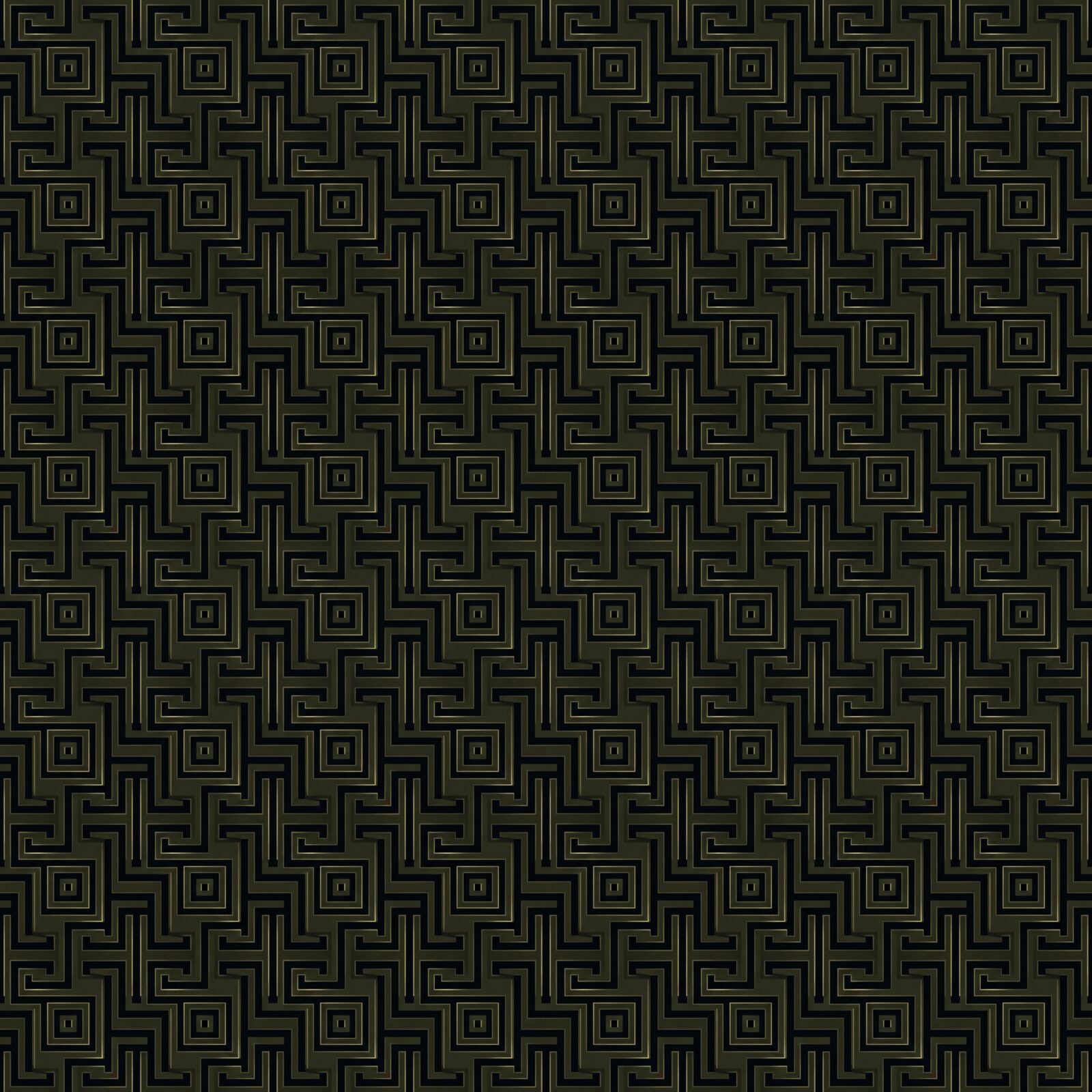 A dark metallic Greek key pattern on an anthracite ground. This elegant design offers geometric authority and intellectual rigour. Made to order.