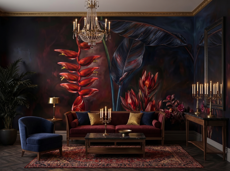 Dark Heliconia — Mural Wallpaper