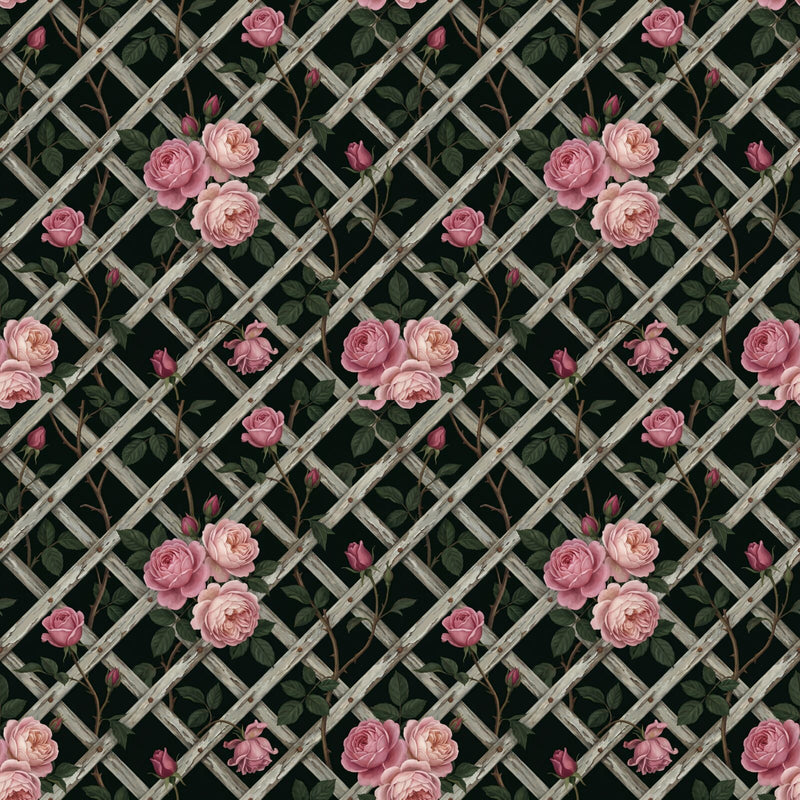 Dark Lattice Rose — Mural Wallpaper