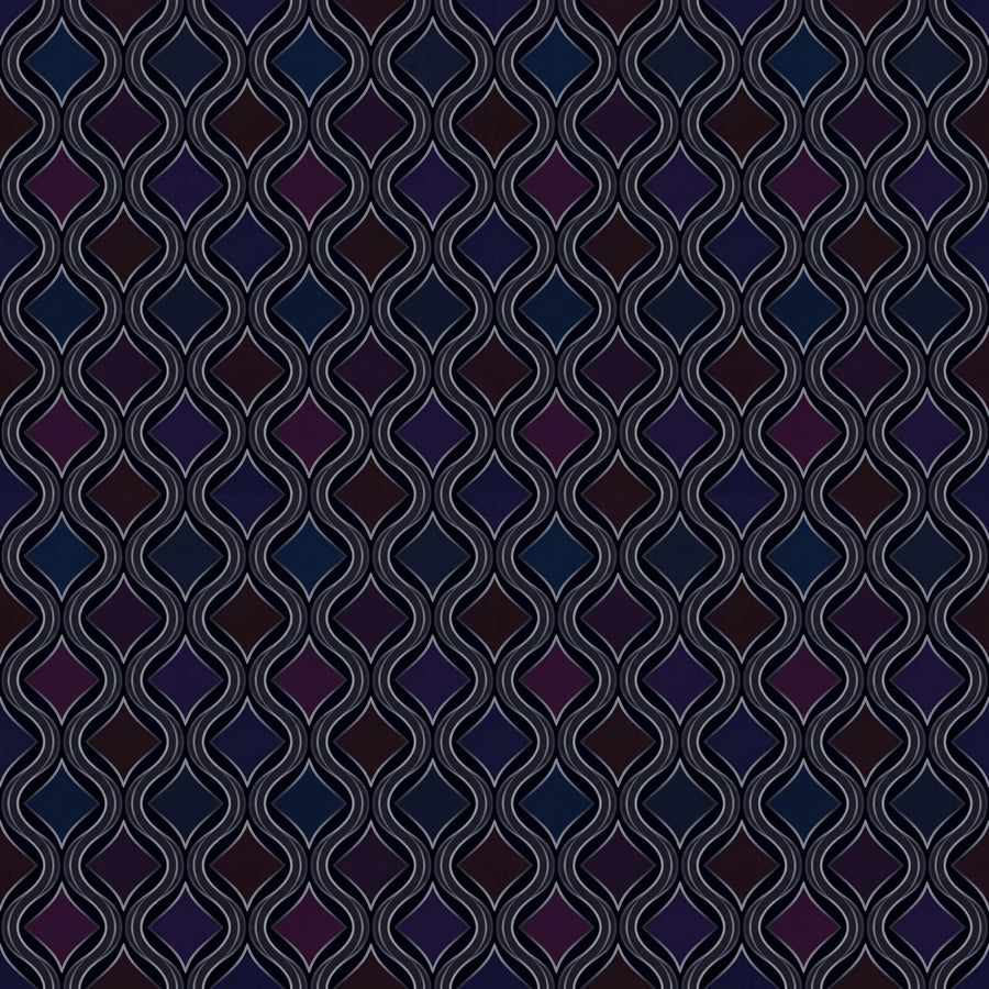 Hypnotic ogee lattice in obsidian, sapphire, amethyst, and garnet. A jewel box made architectural. Made to order.