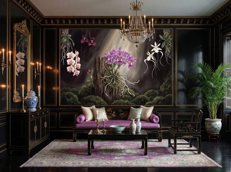 Dark Orchid Grotto — Mural Wallpaper