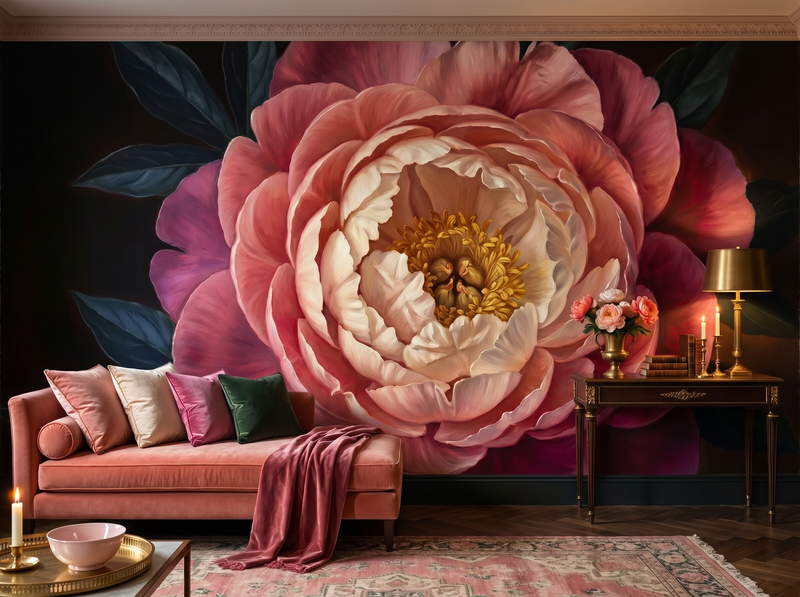Dark Peony Study — Mural Wallpaper