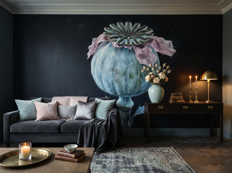 Dark Poppy Head — Mural Wallpaper