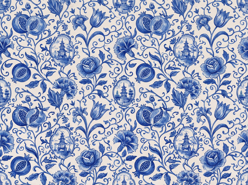 Delft Blue Floral — Mural Wallpaper
