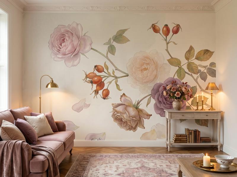 English Rose Fade — Mural Wallpaper