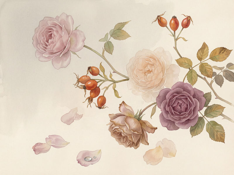 English Rose Fade — Mural Wallpaper