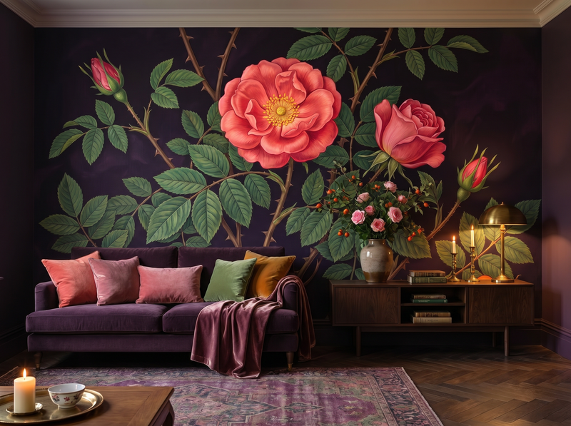 English Rose Specimen — Mural Wallpaper