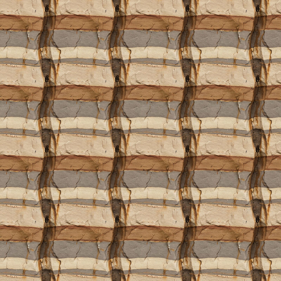 Explore ancient geological layers with our Erosion Pattern mural. Sandstone, iron, silt, and calcium hues. Made to order.
