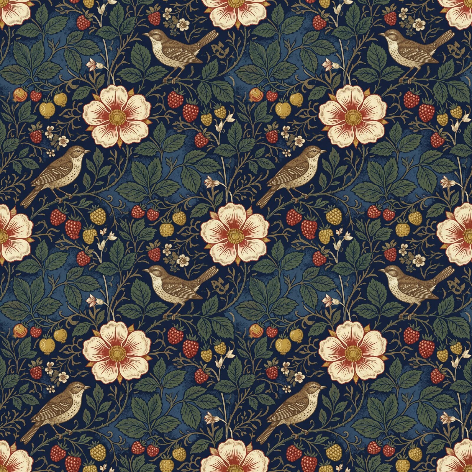 Immerse yourself in the hedgerow-rich Evenlode mural. Deep indigo, greens, and reds evoke a vibrant ecosystem. Made to order.