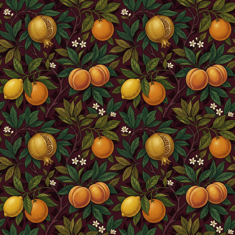 Fruit Garden Burgundy — Mural Wallpaper
