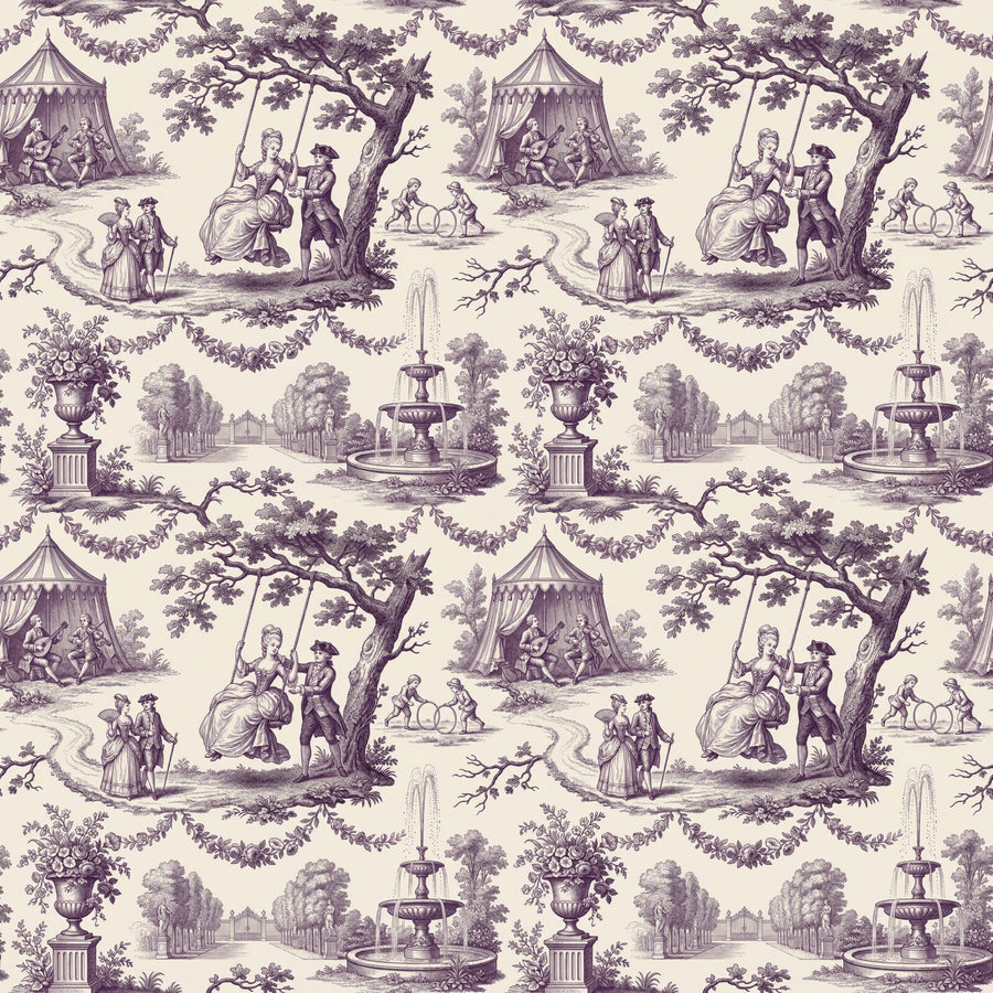 An elegant 18th-century garden fête in sophisticated violet and cream. Made to order.