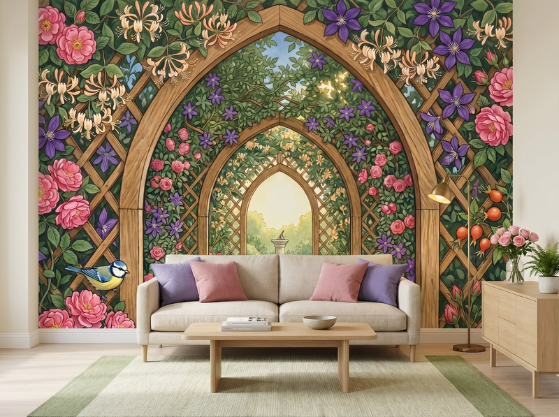 Gothic Trellis Garden — Mural Wallpaper