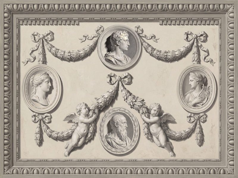 Grisaille Medallion — Mural Wallpaper